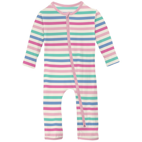 Print Coverall with 2 Way Zipper | Skip To My Lou Stripe