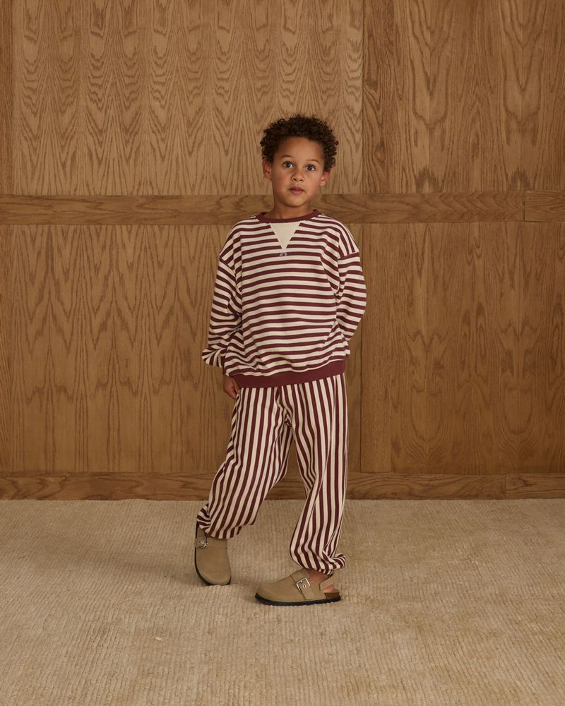 RELAXED JOGGER || BURGUNDY STRIPE