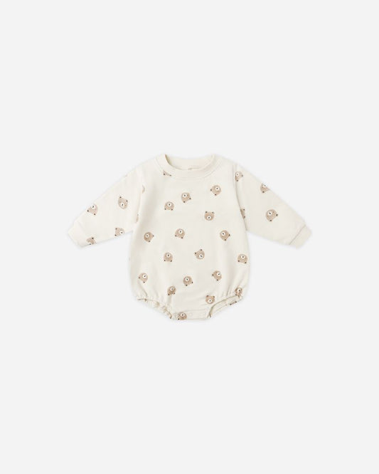 CREWNECK BUBBLE ROMPER || BROWN BEAR