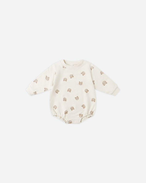 CREWNECK BUBBLE ROMPER || BROWN BEAR