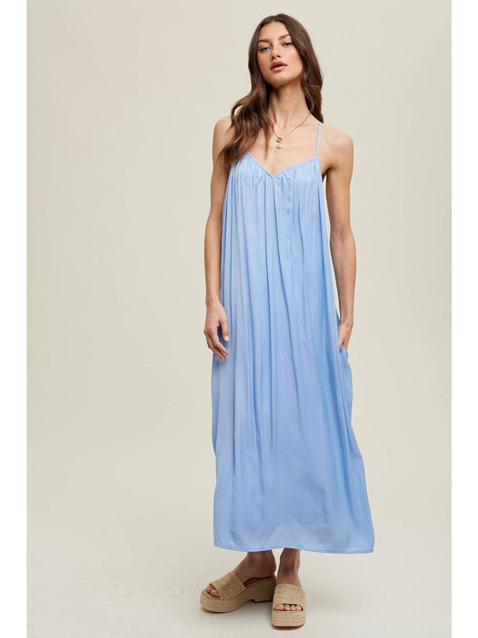 Open Back Slip Dress | Blue