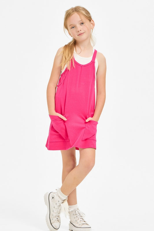 Relaxed Tank Dress with Built-In Romper Lining | Neon Pink