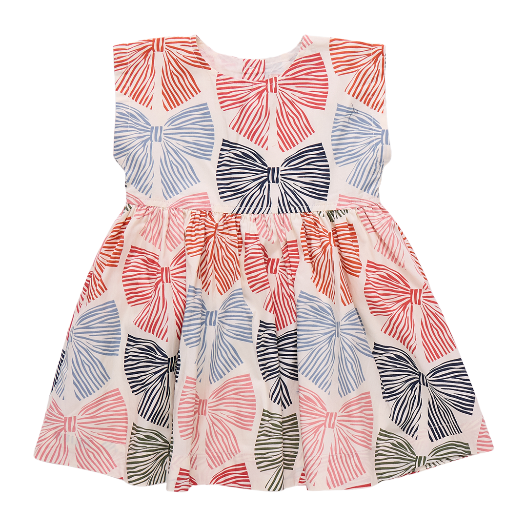 Girls Adaline Dress | Multi Striped Bows