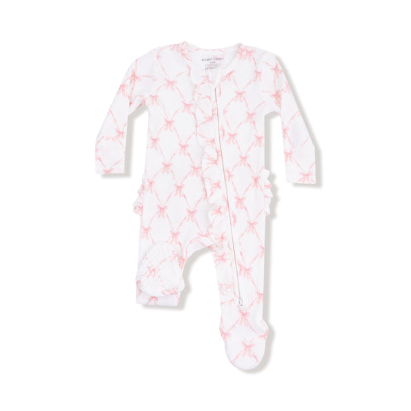 Ribbon Bow Trellis | 2 Way Ruffle Zipper Footie