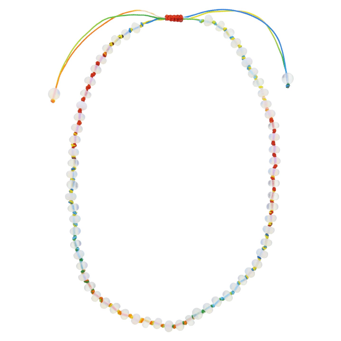 Kids Classic Rainbow Knotted Thread & Opalite Bead Necklace