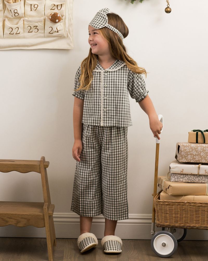 RUFFLE PAJAMAS || EVERGREEN GINGHAM