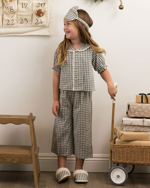 RUFFLE PAJAMAS || EVERGREEN GINGHAM
