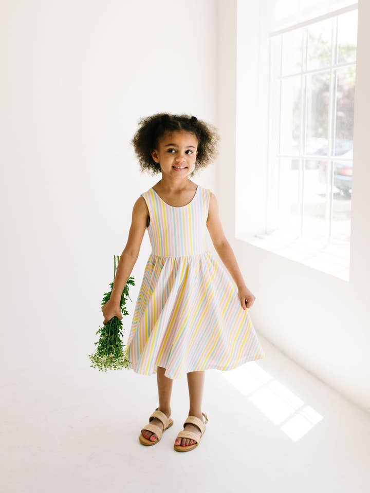 Tank Dress with Pockets | Pastel Stripe