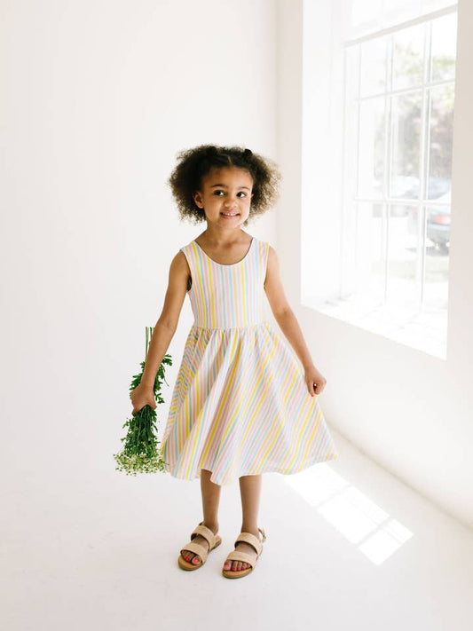 Tank Dress with Pockets | Pastel Stripe