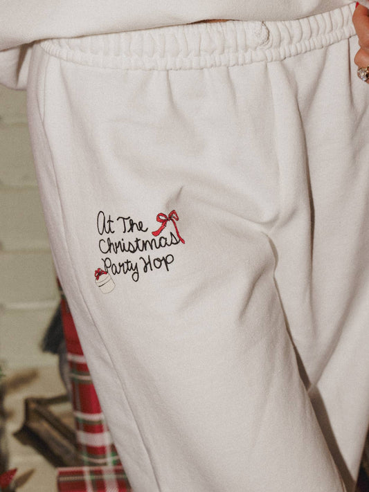 At the Christmas Party Hop White Jogger Sweatpants