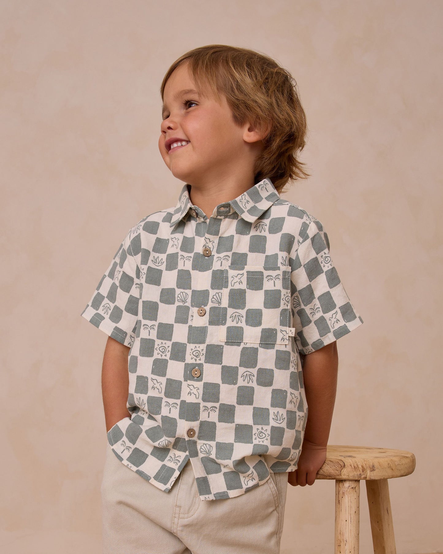 COLLARED SHORT SLEEVE SHIRT || COASTAL CHECK