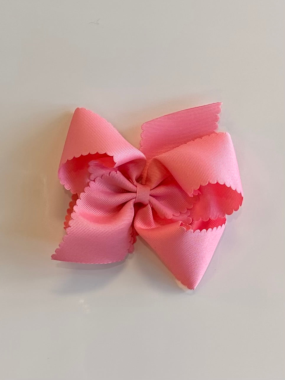 King Grosgrain Scalloped Edge Girls Hair Bow | Coral