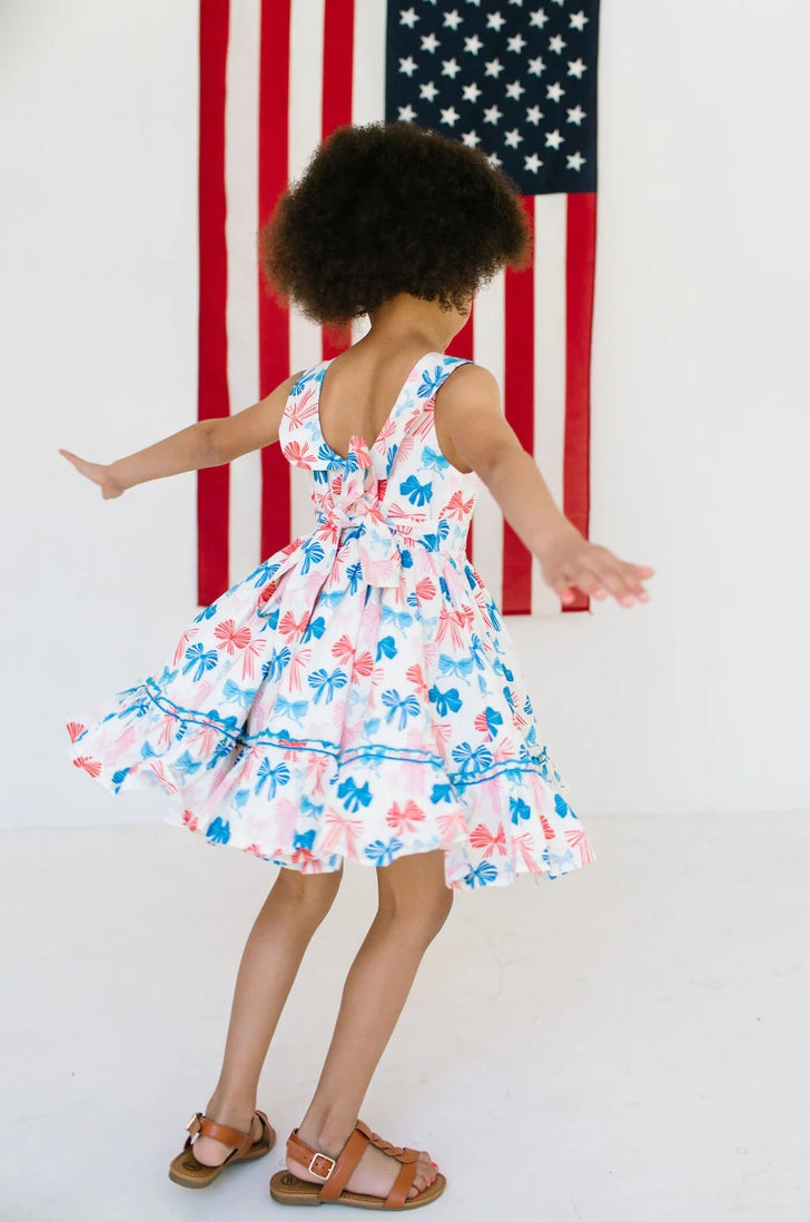 Lara Poplin Dress | Patriotic Bows