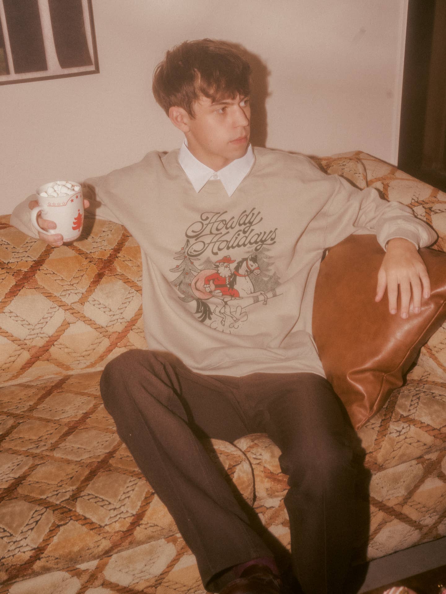 Howdy Holidays Sand Thrifted Sweatshirt