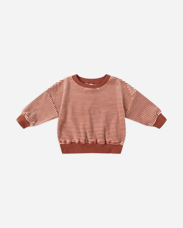 VELOUR RELAXED SWEATSHIRT || CANDY STRIPE