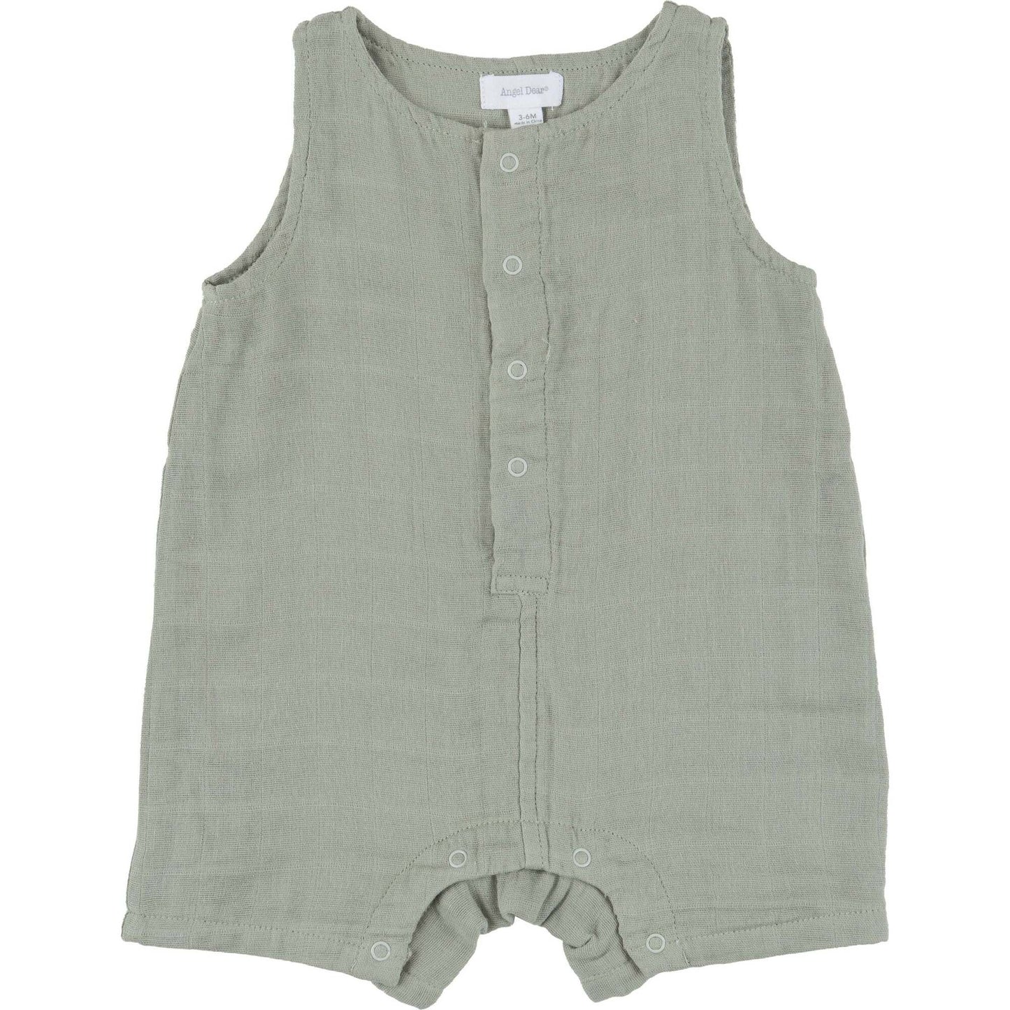 Sleeveless Shorite Romper | Solid Muslin Desert Green