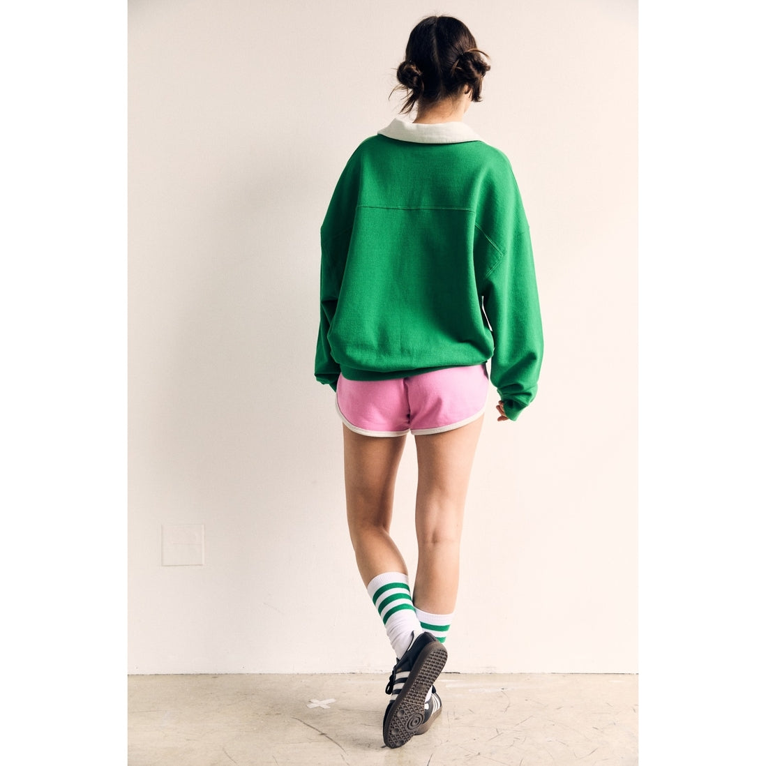 Collared Pullover | Green & Ivory