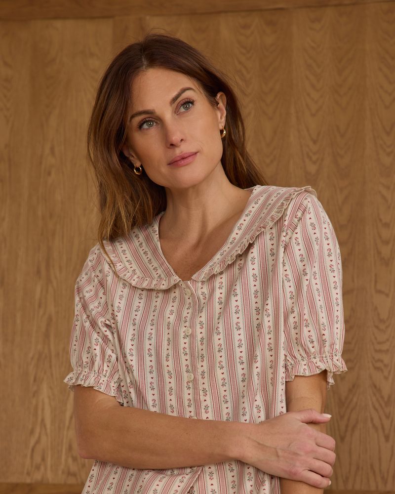 RUFFLE PAJAMAS || CANDY CANE STRIPE - WOMENS