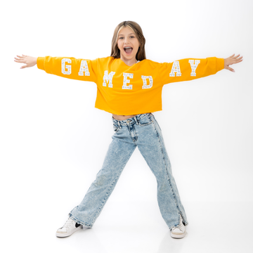 Raw Edge Cropped Sweatshirt | Gameday Orange