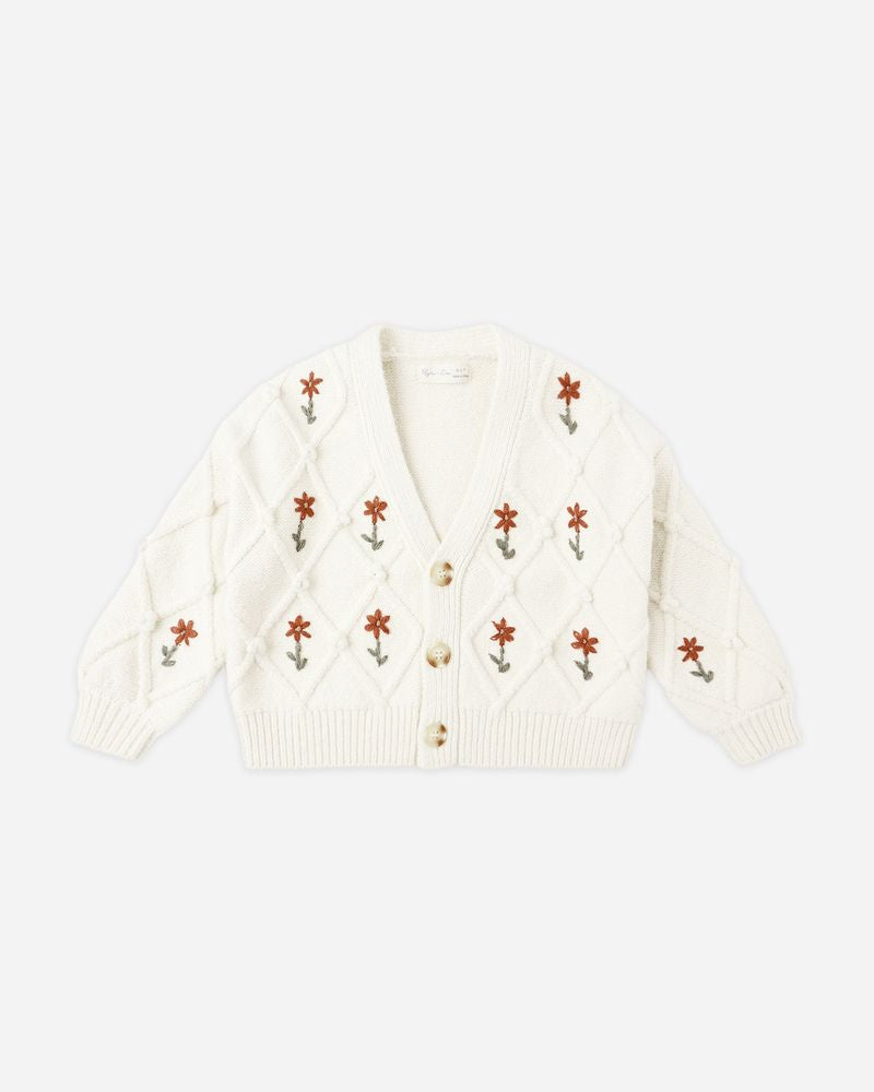BOXY CROP CARDIGAN || WINTER DAISY EMROIDERY