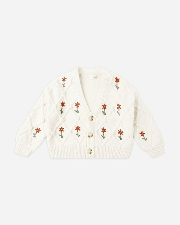 BOXY CROP CARDIGAN || WINTER DAISY EMROIDERY