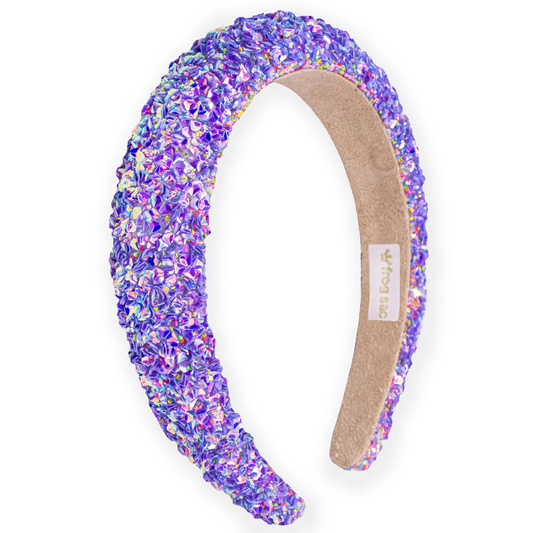 Kids Padded Headband | Chunky Sequin Purple