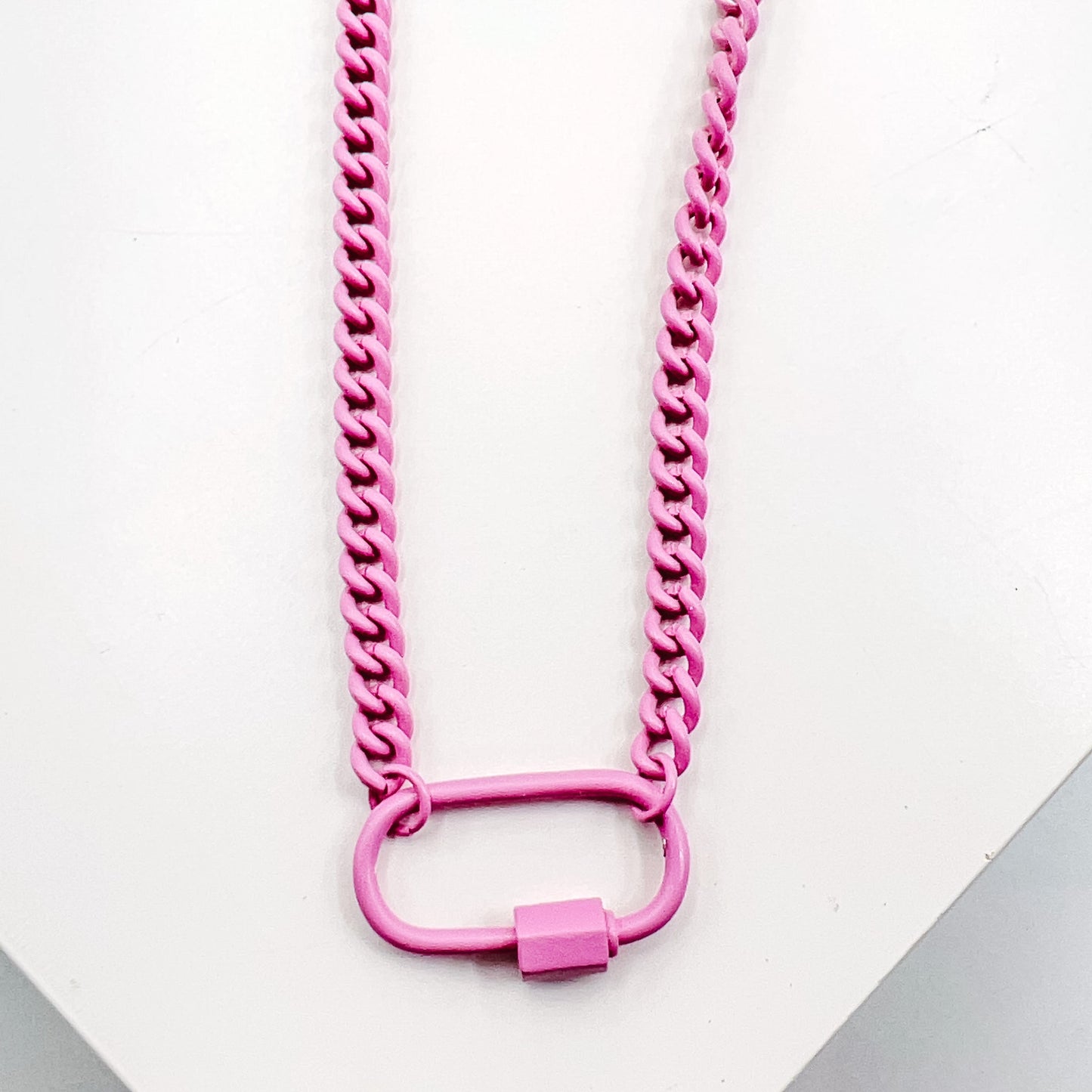 Enamel Clip Necklace | Light Pink