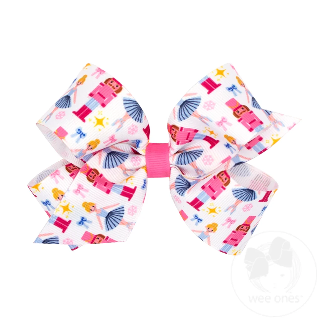 Medium Pink Nutcracker Print Bow