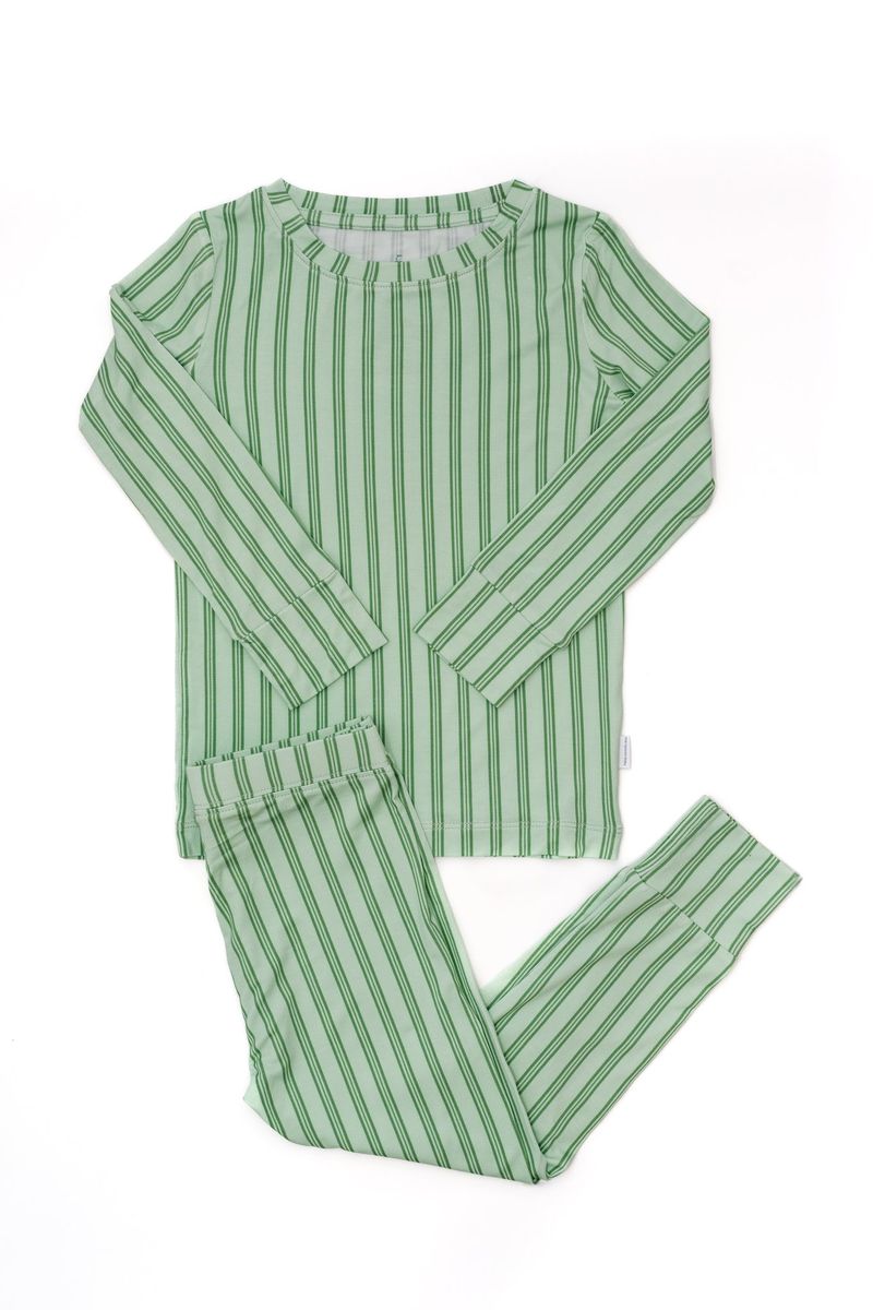 Green Stripe Two-Piece Pajamas