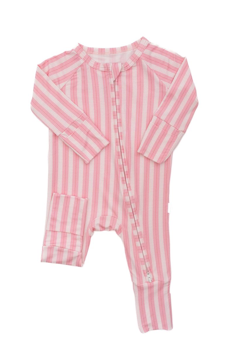 Pink & White Stripes Romper