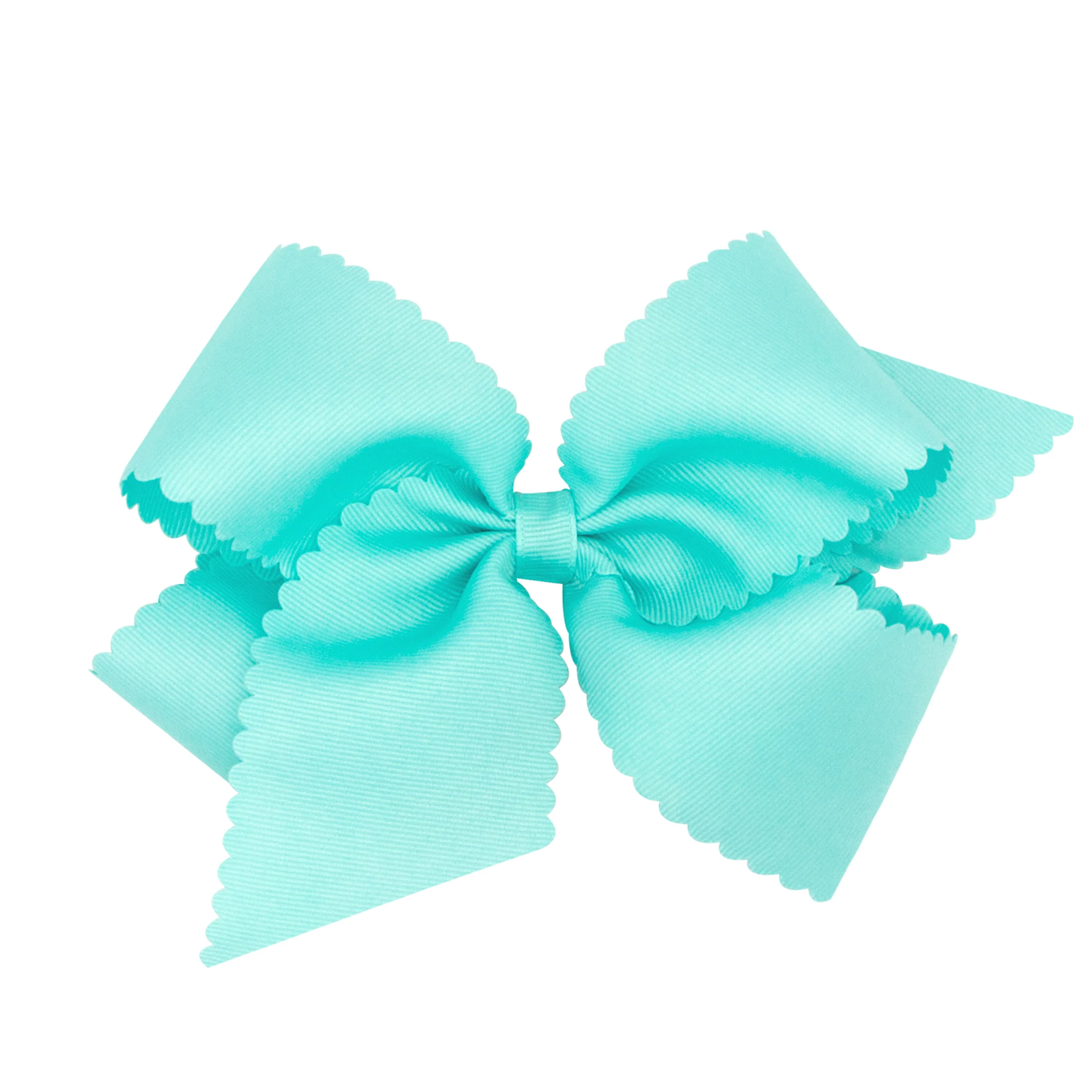 Medium Grosgrain Hair Bow with Scalloped Edge | New Aqua