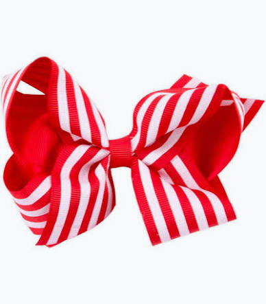 Medium Grosgrain Red & White Stripe Bow