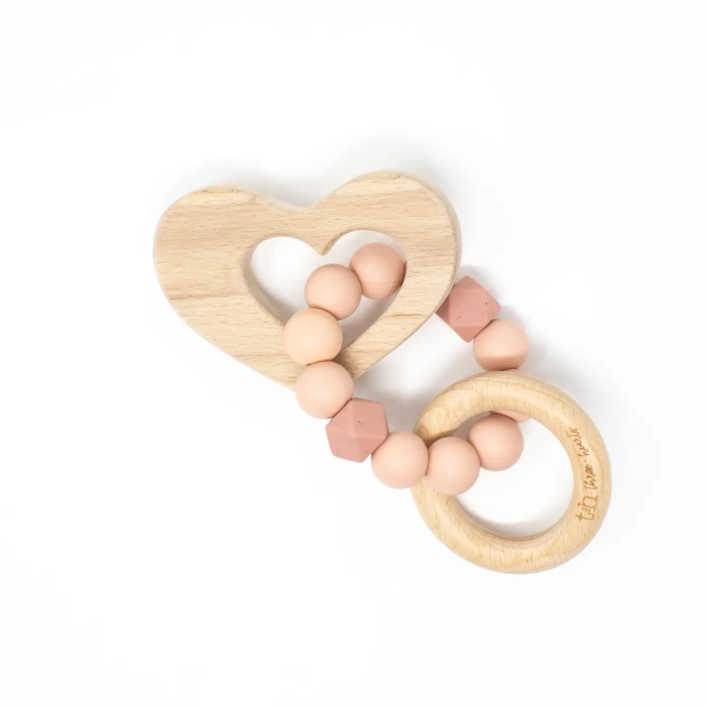 Heart Teething Rattle | Dusty Pink