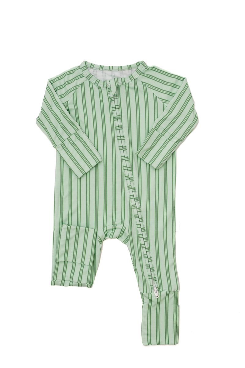 Green Stripe Sleep Romper