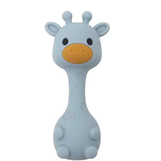 All Silicone Giraffe Rattle | Baby Blue