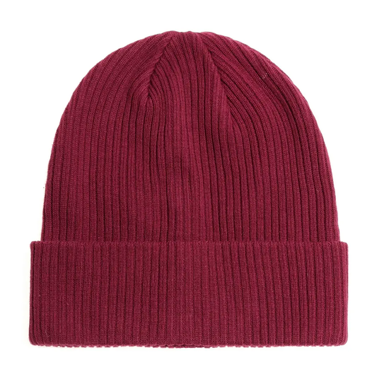 Cotton Knitted Beanie | Burgundy