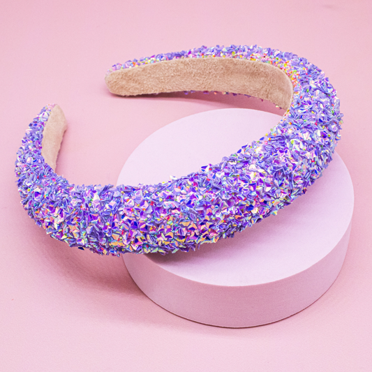 Kids Padded Headband | Chunky Sequin Purple