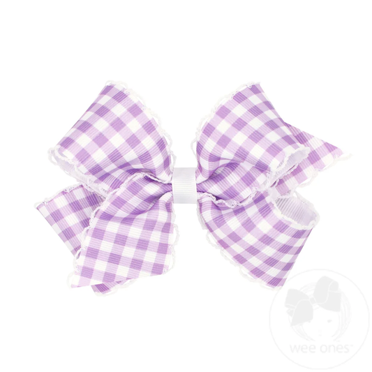 Medium Moonstitch Hair Bow in Gingham Print | Light Orchid