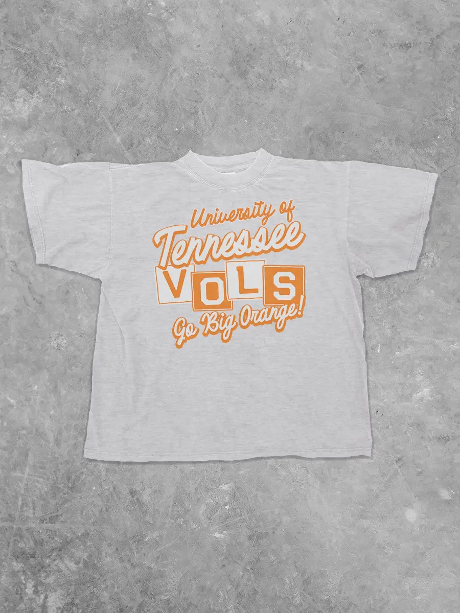Vols Square Lettering GBO Boxy Cotton T-shirt | Ash Gray