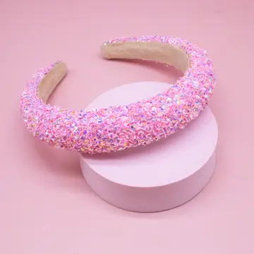 Kids Padded Headband |Chunky Sequin Hair Band | Pink