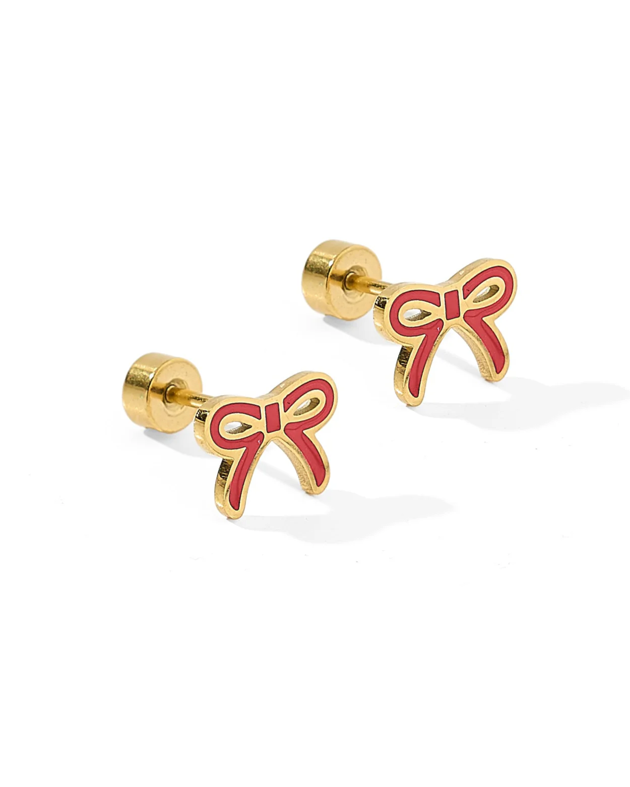 Screwback Stud Earrings | Sadie Bow Red