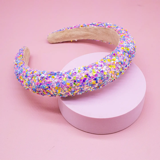 Kids Padded Headband |Chunky Sequin Multi Colored