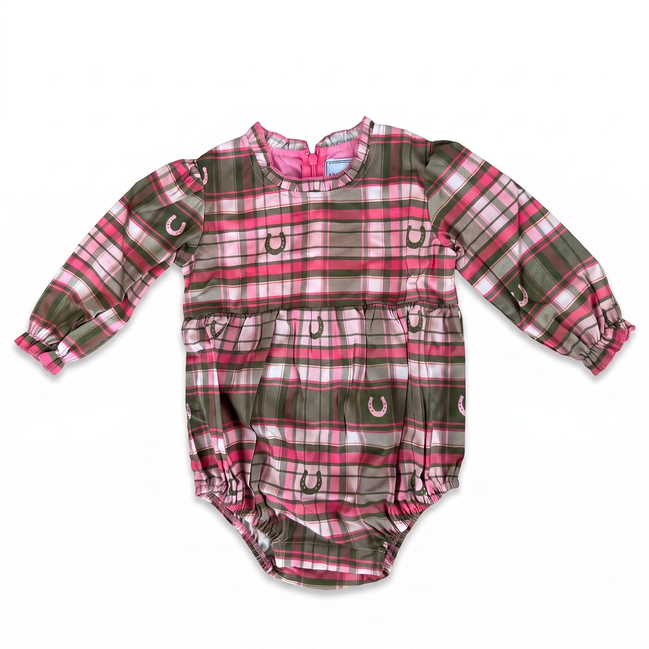 Hannah Bubble | Pink Horseshoe Plaid