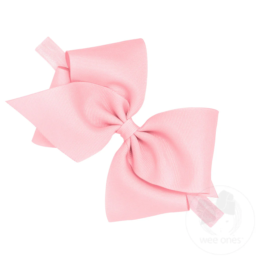 Mini King Classic Grosgrain Girls Hair Bow on Baby Band | Light Pink