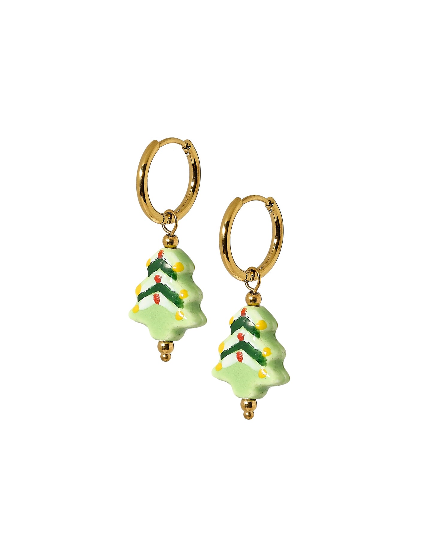 Huggie Charm Earrings | Christmas Tree Green