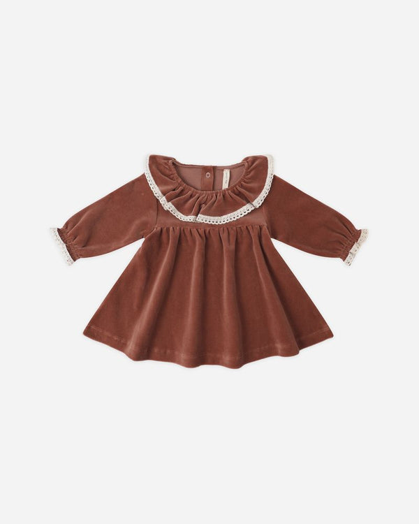 VELOUR BABY DRESS || CRANBERRY