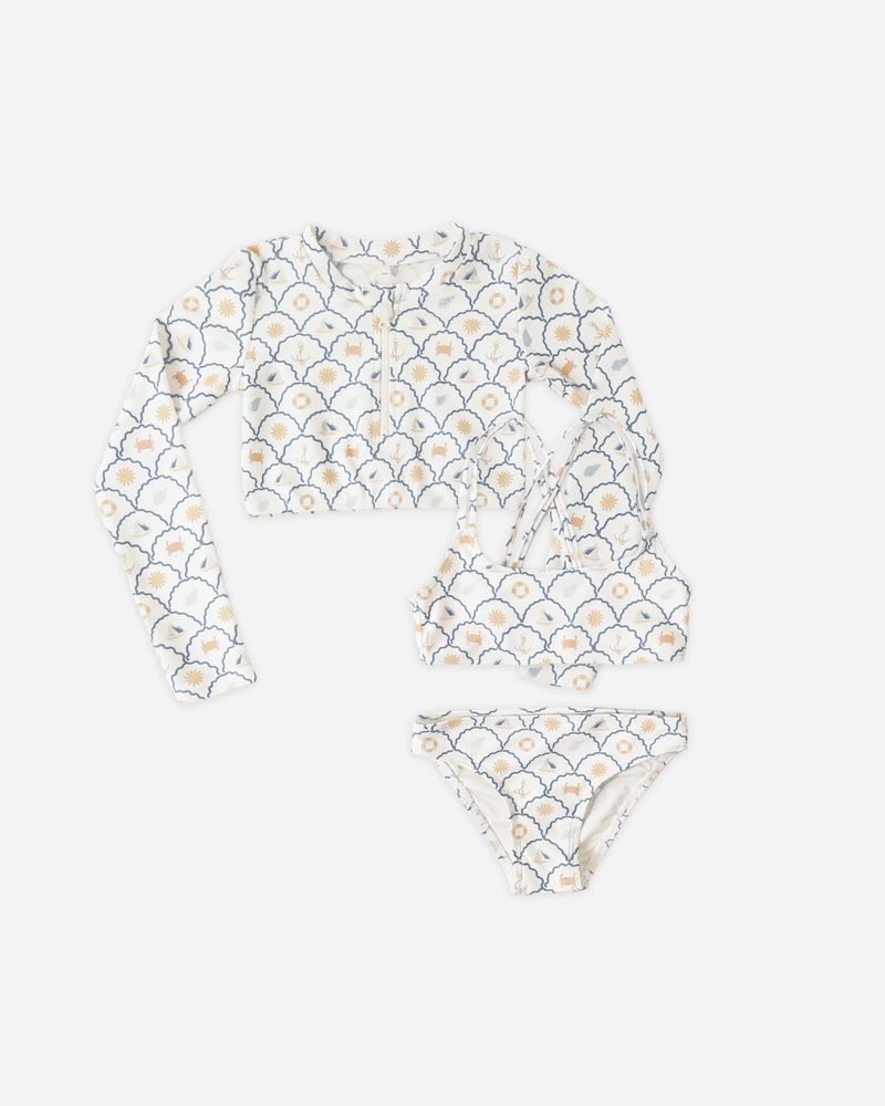 CROP RASHGUARD SET | NAUTICAL