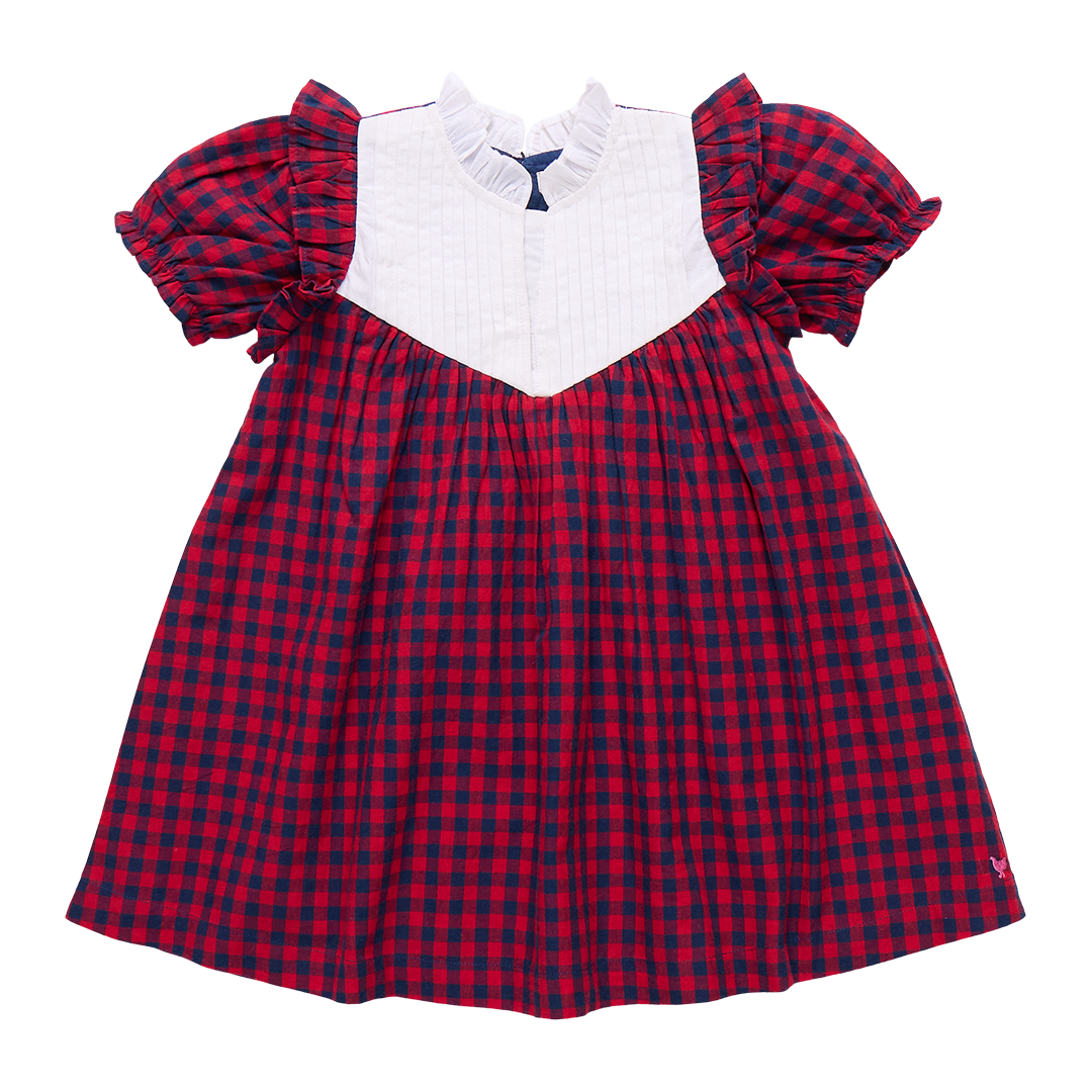 Girls Imogen Dress | Red Blue Check
