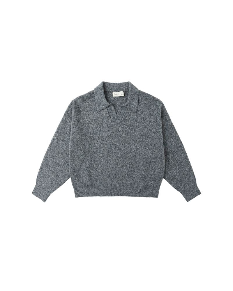 COLLARED SWEATER || HEATHERED GREY - TEEN
