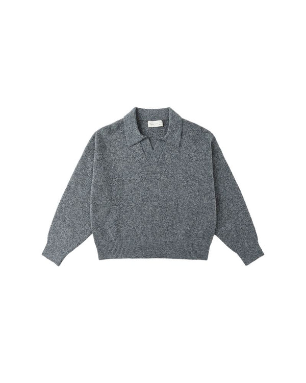 COLLARED SWEATER || HEATHERED GREY - TEEN